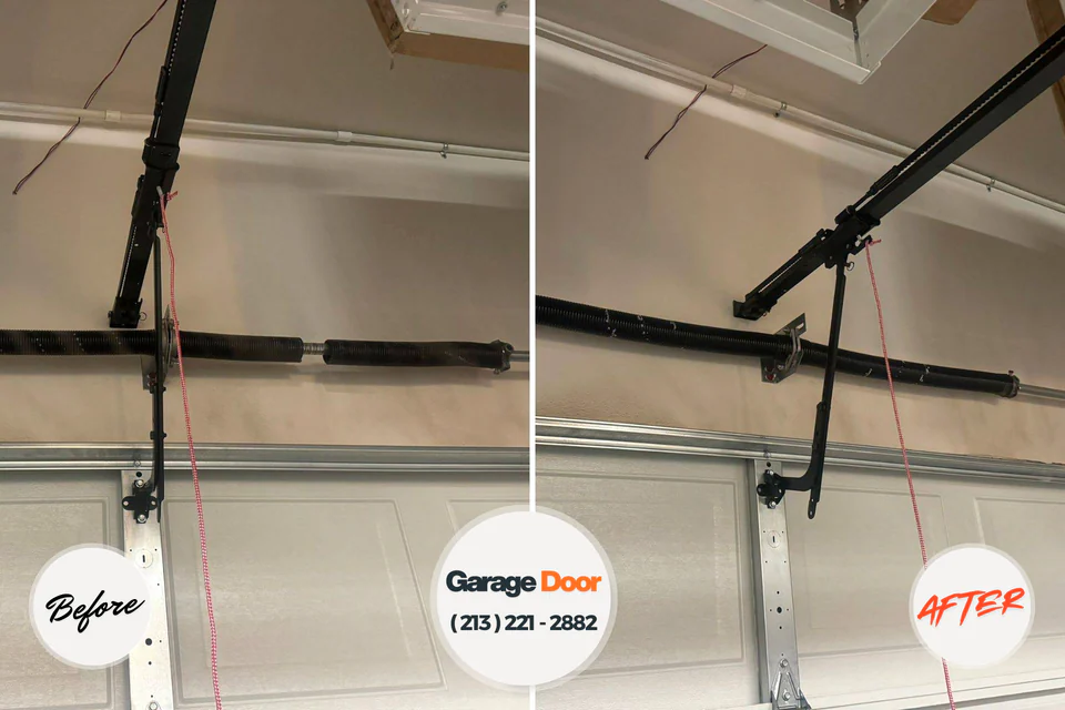 Before and after: garage door repair Ridgecrest, CA